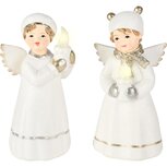 Dekoratief | Engeltje staand m/kaarsje, wit/goud, resina, LED, 8x6x15cm, set van 2 stuks | A255823 Dekoratief | Engeltje staand m/kaarsje, wit/goud, resina, LED, 8x6x15cm, set van 2 stuks | A255823