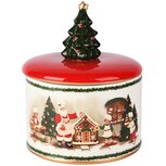 Dekoratief | Bewaarpot 'Santa's Bakery', rood/wit/groen, dolomiet, 16x16x19cm | A255827 Dekoratief | Bewaarpot 'Santa's Bakery', rood/wit/groen, dolomiet, 16x16x19cm | A255827