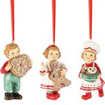 Dekoratief | Hanger kindje m/koekje, resina, rood/wit, 6x4x10cm, set van 3 stuks | A255829 Dekoratief | Hanger kindje m/koekje, resina, rood/wit, 6x4x10cm, set van 3 stuks | A255829