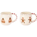 Dekoratief | Mok 'Gingerbread Cookies', keramiek, 14x11x10cm, set van 2 stuks | A255844 Dekoratief | Mok 'Gingerbread Cookies', keramiek, 14x11x10cm, set van 2 stuks | A255844