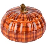 Dekoratief | Bewaarpot pompoen, oranje/bruin, keramiek, 15x15x12cm | A255848 Dekoratief | Bewaarpot pompoen, oranje/bruin, keramiek, 15x15x12cm | A255848