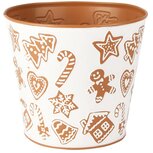 Dekoratief | Bloempot 'Christmas Sweets', wit/bruin, metaal, 16x16x14cm | A255907 Dekoratief | Bloempot 'Christmas Sweets', wit/bruin, metaal, 16x16x14cm | A255907