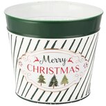Dekoratief | Bloempot 'Merry Christmas', wit/groen, metaal, 15x15x13cm | A255908 Dekoratief | Bloempot 'Merry Christmas', wit/groen, metaal, 15x15x13cm | A255908