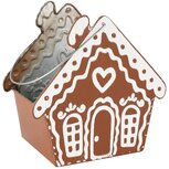 Dekoratief | Bakje 'Cookie House', bruin/wit, metaal, 17x11x18cm | A255910 Dekoratief | Bakje 'Cookie House', bruin/wit, metaal, 17x11x18cm | A255910