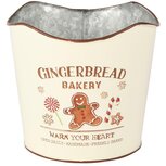 Dekoratief | Bloempot 'Gingerbread Bakkery', beige/bruin, metaal, 15x15x13cm | A255911 Dekoratief | Bloempot 'Gingerbread Bakkery', beige/bruin, metaal, 15x15x13cm | A255911
