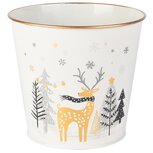 Dekoratief | Bloempot 'Deer in the Woods', wit/goud, metaal, 15x15x13cm | A255914 Dekoratief | Bloempot 'Deer in the Woods', wit/goud, metaal, 15x15x13cm | A255914