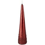 Dekoratief | Kegelkaars m/pareltjes, rood, LED, 30cm | A255933 Dekoratief | Kegelkaars m/pareltjes, rood, LED, 30cm | A255933