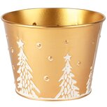 Dekoratief | Bloempot m/bomen, goud/wit, metaal, 13x13x10cm | A255951 Dekoratief | Bloempot m/bomen, goud/wit, metaal, 13x13x10cm | A255951