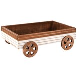 Dekoratief | Bakje m/wielen, naturel/wit, hout, 30x22x10cm | A255955 Dekoratief | Bakje m/wielen, naturel/wit, hout, 30x22x10cm | A255955