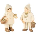Dekoratief | Winterkindje m/mandje, wit/goud, resina, 8x5x13cm, set van 2 stuks | A255961 Dekoratief | Winterkindje m/mandje, wit/goud, resina, 8x5x13cm, set van 2 stuks | A255961