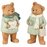 Dekoratief | Beertje staand m/cadeautje, resina, 9x8x16cm, set van 2 stuks | A255965 Dekoratief | Beertje staand m/cadeautje, resina, 9x8x16cm, set van 2 stuks | A255965