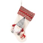Dekoratief | Kerstkous m/gnoom, rood/wit/grijs, stof, 27x51cm | A255975 Dekoratief | Kerstkous m/gnoom, rood/wit/grijs, stof, 27x51cm | A255975