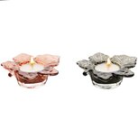 Dekoratief | Theelichthouder 'Maple Leaf', bruin/roze, glas, 10x9x3cm, set van 2 stuks | A255994 Dekoratief | Theelichthouder 'Maple Leaf', bruin/roze, glas, 10x9x3cm, set van 2 stuks | A255994
