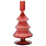 Dekoratief | Kaarsenhouder 'Tree', rood, glas, 11x11x21cm | A255995 Dekoratief | Kaarsenhouder 'Tree', rood, glas, 11x11x21cm | A255995