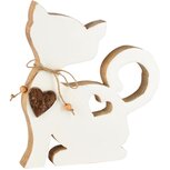 Dekoratief | Deco poes m/hartje, wit, hout/email, 19x3x22cm | A258002