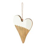 Dekoratief | Hanger hart, naturel/wit, hout/email, 11x2x15cm | A258014