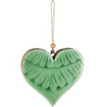 Dekoratief | Hanger hart, groen, hout/email, 12x2x12cm | A258020