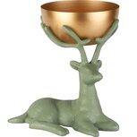 Dekoratief | Deco hert liggend m/bowl, goud/groen, metaal, 30x25x30cm | A258037 Dekoratief | Deco hert liggend m/bowl, goud/groen, metaal, 30x25x30cm | A258037