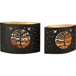Dekoratief | Set 2 windlichten 'Tree of Life', zwart/goud, metaal, 25x12x18cm | A258042 Dekoratief | Set 2 windlichten 'Tree of Life', zwart/goud, metaal, 25x12x18cm | A258042