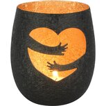 Dekoratief | Theelichthouder 'Embracing Love', zwart/goud, metaal, 10x10x11cm | A258045 Dekoratief | Theelichthouder 'Embracing Love', zwart/goud, metaal, 10x10x11cm | A258045