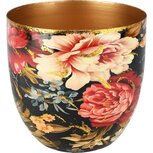 Dekoratief | Bloempot 'Flowers at Dusk', zwart/goud, metaal, 17x17x18cm | A258056 Dekoratief | Bloempot 'Flowers at Dusk', zwart/goud, metaal, 17x17x18cm | A258056