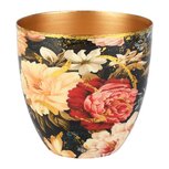 Dekoratief | Bloempot 'Flowers at Dusk', zwart/goud, metaal, 13x13x13cm | A258059 Dekoratief | Bloempot 'Flowers at Dusk', zwart/goud, metaal, 13x13x13cm | A258059
