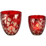 Dekoratief | Set 2 theelichthouders 'Cherry Chique', glas, 10x10x10cm | A258072 Dekoratief | Set 2 theelichthouders 'Cherry Chique', glas, 10x10x10cm | A258072