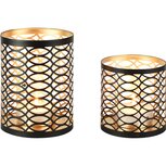 Dekoratief | Set 2 Waxinelichthouders 'Cascada Spiral', zwart/goud, metaal, 10x10x14cm | A258094 Dekoratief | Set 2 Waxinelichthouders 'Cascada Spiral', zwart/goud, metaal, 10x10x14cm | A258094