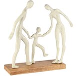 Dekoratief | Deco gezin op voet, wit/naturel, aluminium/hout, 26x9x30cm | A258107