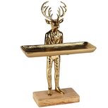 Dekoratief | Deco hert m/dienblad, goud, aluminium/hout, 25x10x35cm | A258132 Dekoratief | Deco hert m/dienblad, goud, aluminium/hout, 25x10x35cm | A258132
