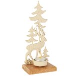 Dekoratief | Theelichthouder hert m/bomen, crème, aluminium/hout, 10x8x23cm | A258137 Dekoratief | Theelichthouder hert m/bomen, crème, aluminium/hout, 10x8x23cm | A258137