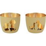 Dekoratief | Theelichthouder 'Pet Friends', groen/goud, metaal, 10x10x9cm, 2ass | A258146 Dekoratief | Theelichthouder 'Pet Friends', groen/goud, metaal, 10x10x9cm, 2ass | A258146