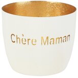 Dekoratief | Theelichthouder 'Chère Maman', wit/goud, metaal, 10x10x9cm | A258147 Dekoratief | Theelichthouder 'Chère Maman', wit/goud, metaal, 10x10x9cm | A258147