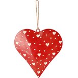 Dekoratief | Hanger hart 'Kerry Work', rood/wit, metaal, 12x1x12cm | A258155 Dekoratief | Hanger hart 'Kerry Work', rood/wit, metaal, 12x1x12cm | A258155