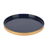 Dekoratief | Dienblad rond, donkerblauw/goud, metaal, 21x21x2cm | A258156 Dekoratief | Dienblad rond, donkerblauw/goud, metaal, 21x21x2cm | A258156