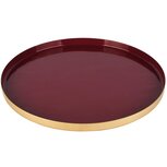 Dekoratief | Dienblad rond, bordeaux/goud, metaal, 26x26x2cm | A258159 Dekoratief | Dienblad rond, bordeaux/goud, metaal, 26x26x2cm | A258159