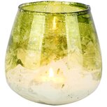 Dekoratief | Theelichthouder 'Green Waze', groen/wit, glas, 11x11x11cm | A258175 Dekoratief | Theelichthouder 'Green Waze', groen/wit, glas, 11x11x11cm | A258175
