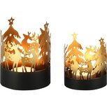Dekoratief | Set 2 windlichten 'Reindeer with Stars', metaal, 12x12x16cm | A258189 Dekoratief | Set 2 windlichten 'Reindeer with Stars', metaal, 12x12x16cm | A258189