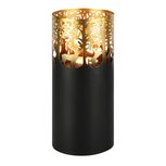 Dekoratief | Windlicht 'Wild Forest', zwart/goud, metaal, 13x13x30cm | A258192 Dekoratief | Windlicht 'Wild Forest', zwart/goud, metaal, 13x13x30cm | A258192