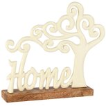 Dekoratief | Deco 'Home' m/boompje, wit/naturel, aluminium/hout, 21x5x22cm | A258206 Dekoratief | Deco 'Home' m/boompje, wit/naturel, aluminium/hout, 21x5x22cm | A258206
