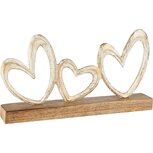 Dekoratief | Trio harten op voet, wit/goud, hout/metaal, 30x17x5cm | A258250 Dekoratief | Trio harten op voet, wit/goud, hout/metaal, 30x17x5cm | A258250