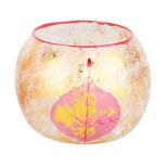 Dekoratief | Theelichthouder 'Crackled Gold', roze, glas, 14x14x12cm | A258266 Dekoratief | Theelichthouder 'Crackled Gold', roze, glas, 14x14x12cm | A258266