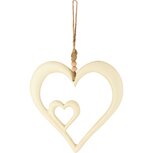 Dekoratief | Hanger hart m/kralen, wit, aluminium, 12x12cm | A258274 Dekoratief | Hanger hart m/kralen, wit, aluminium, 12x12cm | A258274