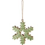 Dekoratief | Hanger sneeuwvlokje, groen, hout/email, 12x12x2cm | A258301 Dekoratief | Hanger sneeuwvlokje, groen, hout/email, 12x12x2cm | A258301