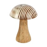 Dekoratief | Paddenstoel, naturel/wit, hout, 11x11x14cm | A258309 Dekoratief | Paddenstoel, naturel/wit, hout, 11x11x14cm | A258309