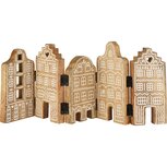 Dekoratief | Deco huizenrij, naturel/wit, hout, 41x2x19cm | A258315 Dekoratief | Deco huizenrij, naturel/wit, hout, 41x2x19cm | A258315