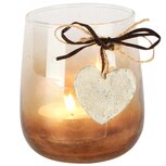 Dekoratief | Theelichthouder m/hartje, bruin/transparant, glas, 10x10x11cm | A258338 Dekoratief | Theelichthouder m/hartje, bruin/transparant, glas, 10x10x11cm | A258338