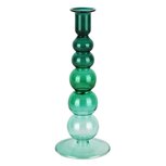 Dekoratief | Kaarsenhouder, groen/transparant, glas, 9x9x23cm | A258351 Dekoratief | Kaarsenhouder, groen/transparant, glas, 9x9x23cm | A258351