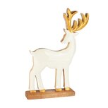 Dekoratief | Deco rendier op voet, wit/goud, hout, 20x5x30cm | A258401 Dekoratief | Deco rendier op voet, wit/goud, hout, 20x5x30cm | A258401