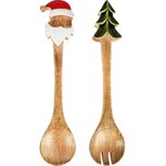 Dekoratief | Slabestek m/santa/boom, naturel, hout, 28x6x3cm, set van 2 stuks | A258408 Dekoratief | Slabestek m/santa/boom, naturel, hout, 28x6x3cm, set van 2 stuks | A258408